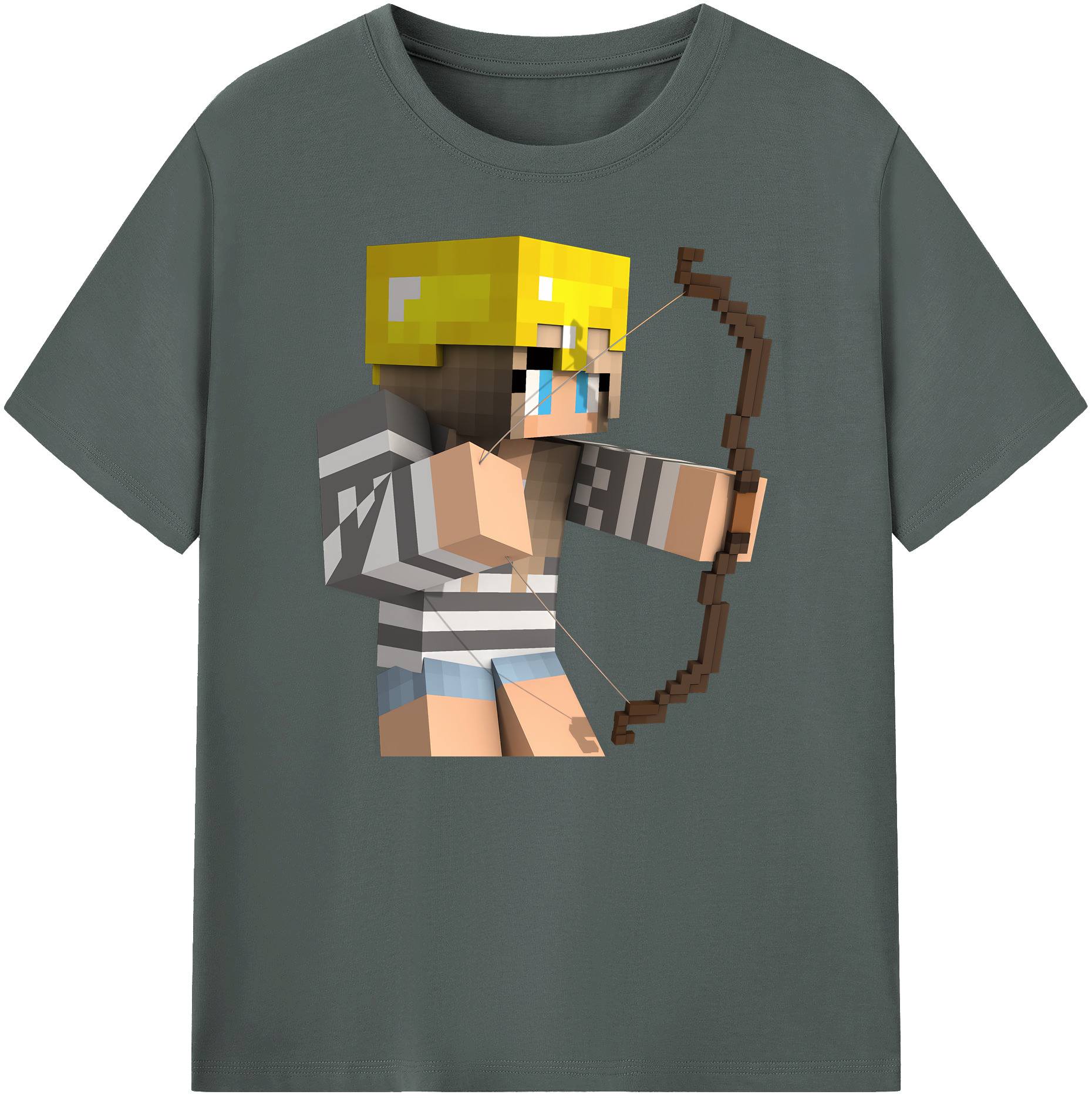 （画像用） マインクラフト ブロックの世界 Minecraft MC Block world 綿100％ メンズ半袖Tシャツ｜肌触りやわらか＆通気性